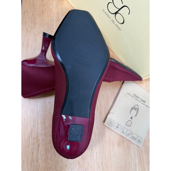 Cosy Island RefinEdge Square Toe Heeled Pumps  Burgundy size 9 - Picture 11 of 12